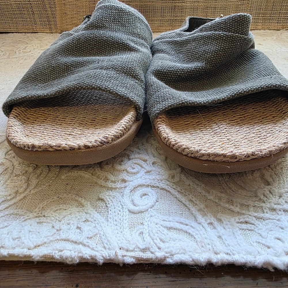 Bearpaw Duran Sandals Size 7 Olive Green Canvas‎ Jute Slingback 2210W-DURAN - Picture 5 of 8